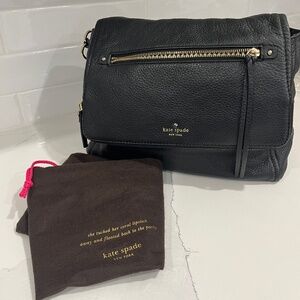 Designer - Kate Spade New York Black Leather crossbody purse